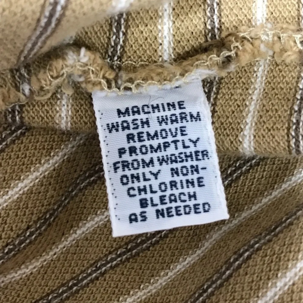 VTG‎ Polo Sport Sportsman Shirt Mens L Tan Striped Cotton Ralph Lauren Pony Logo